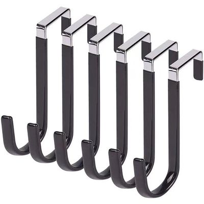 GHYFSWWWQ Perforation-Free Door Back Hook Impregnated Metal Bathroom Coat Hook S Single Hook Bathroom Towel Mop Movable Hook (6 Pieces), Silver