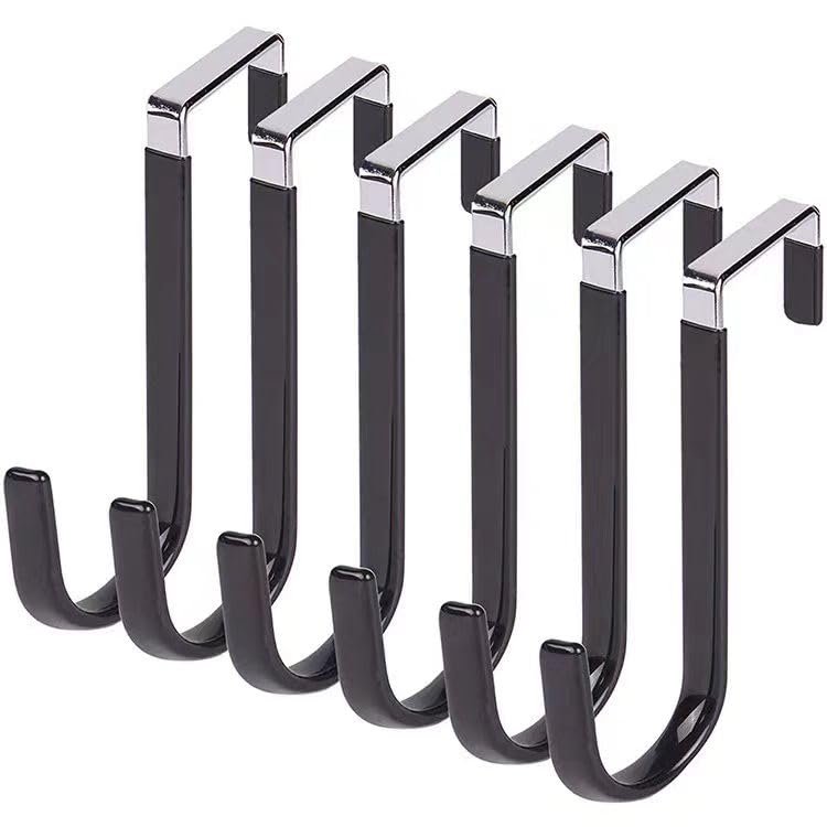 GHYFSWWWQ Perforation-Free Door Back Hook Impregnated Metal Bathroom Coat Hook S Single Hook Bathroom Towel Mop Movable Hook (6 Pieces), Silver