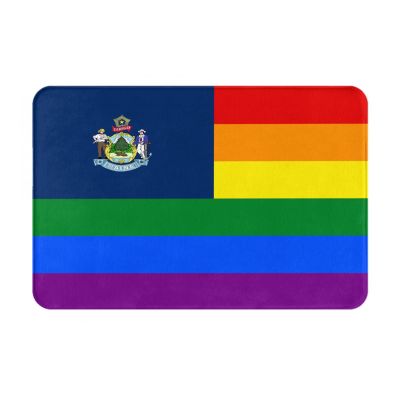 KOSPOGO Pride Rainbow LGBT Flag of Maine Bathroom Rugs Ultra Soft Non Slip Bath Mat Durable Kitchen Bedroom Rug 16x24 Inch Area Rug Door Mat