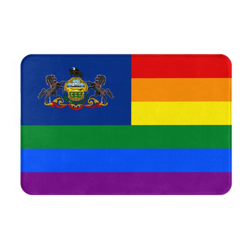 KOSPOGO Pride Rainbow LGBT Flag of Pennsylvania Bathroom Rugs Ultra Soft Non Slip Bath Mat Durable Kitchen Bedroom Rug 16x24 Inch Area Rug Door Mat