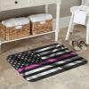 KOSPOGO Silk Style United States Thin Pink Line Flag Bathroom Rugs Ultra Soft Non Slip Bath Mat Durable Kitchen Bedroom Rug 16x24 Inch Area Rug Door Mat view 2
