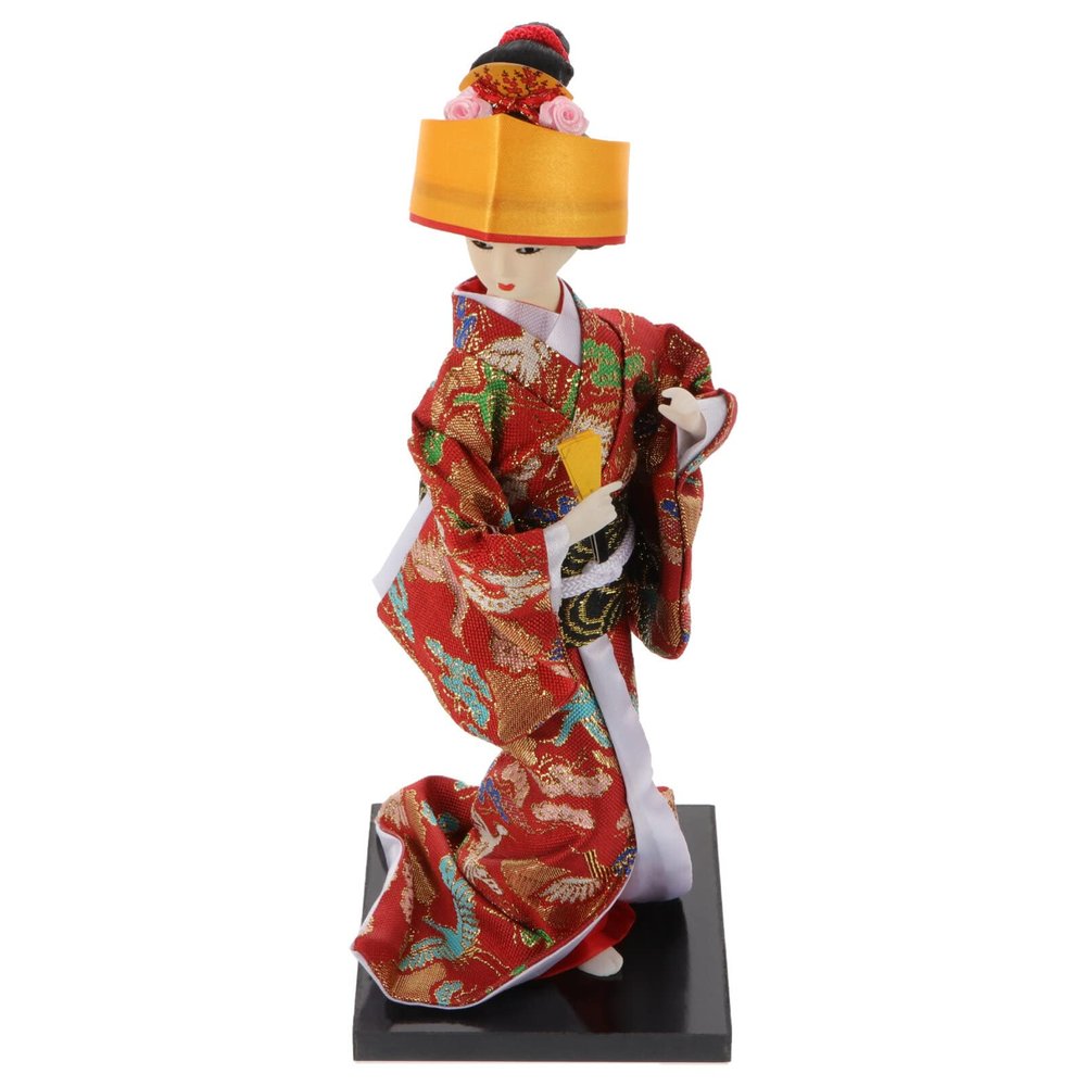 ABOOFAN Kimono Geisha Doll, Japanese Kimono Geisha Doll Fortune Statue Mini Kimono Girl Statue Japanese Traditional Figurine Folk Ethnic Decor for Home Office
