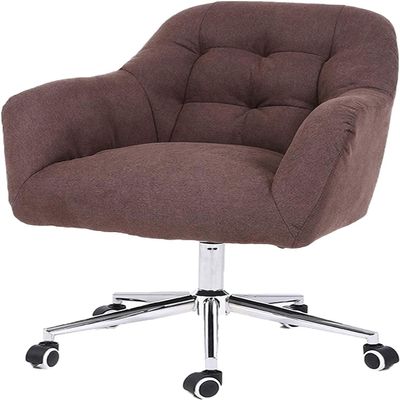Office Chair Swivel Chair Ergonomic Adjustable Office Chair Velvet Upholstered Seat Armless Desk Chair Work Chair Chair (Color : Brown) Needed