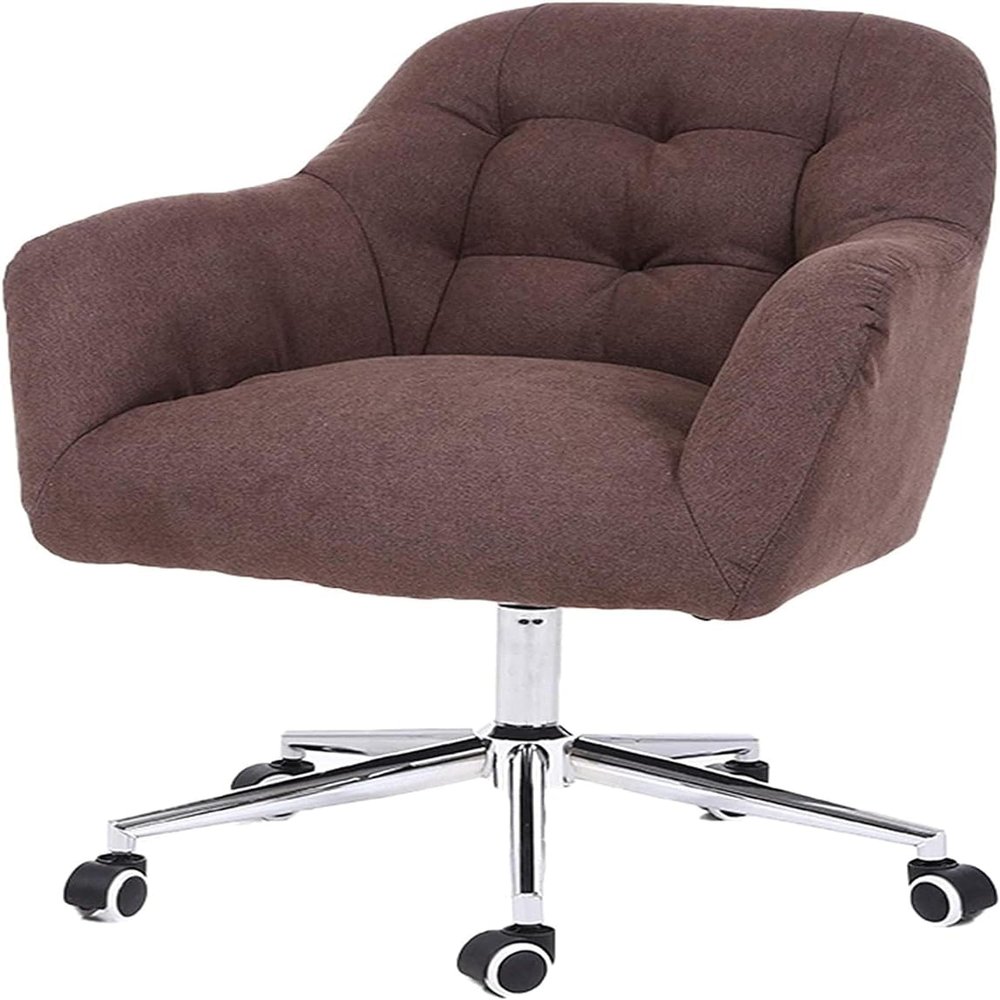Office Chair Swivel Chair Ergonomic Adjustable Office Chair Velvet Upholstered Seat Armless Desk Chair Work Chair Chair (Color : Brown) Needed