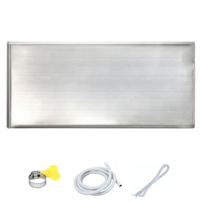 TRUNXUCL Air Conditioner Condensate Drain Pan, Outdoor Stainless Steel Universal Ac Drain Water Collecting Pan with Drain Fitting Kit, for Split Units Heat Pump Systems (Size : 3P: 93x41cm/37x16in)