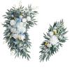 Prettybuy Artificial Wedding Arch Flowers Kit Pack of 2, Wedding Artificial Flowers Floral Swag Arch Flowers Garland for Wedding Ceremony Reception Backdrop Decoration, White Blue view 1