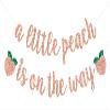 A Little Peach is on the Way Banner Baby Shower/Gender Revel Party Decorations Newborn Baby First Birthday Party Banner Fruit Theme Birthday Banner Rose Gold Glitter view 1