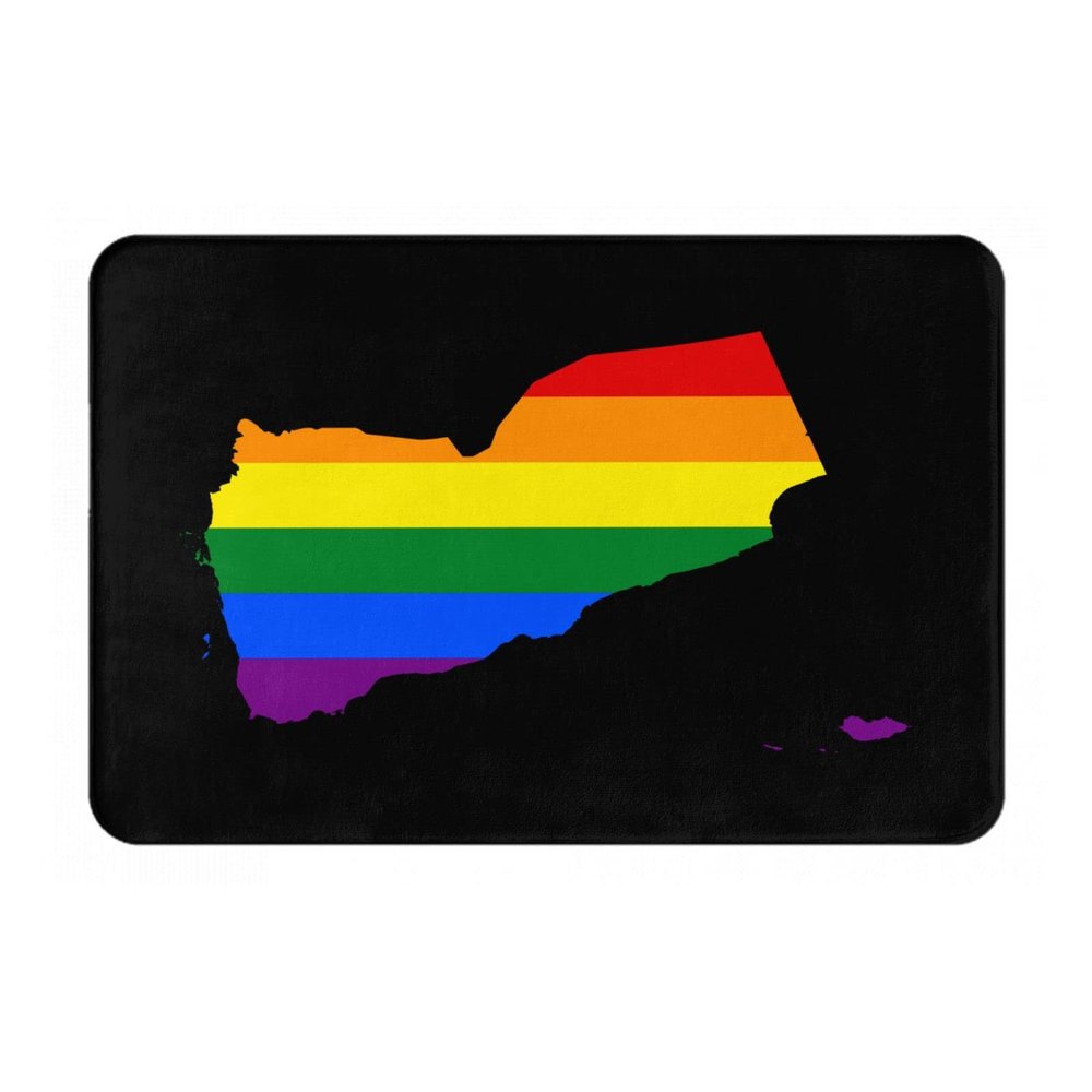 KOSPOGO LGBT Flag Map of Yemen Bathroom Rugs Ultra Soft Non Slip Bath Mat Durable Kitchen Bedroom Rug 16x24 Inch Area Rug Door Mat
