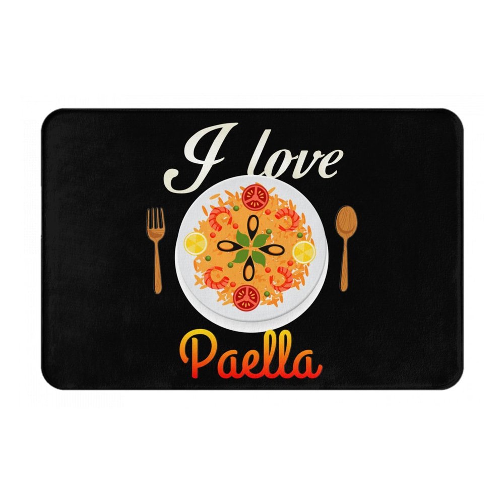 KOSPOGO I Love Paella Bathroom Rugs Ultra Soft Non Slip Bath Mat Durable Kitchen Bedroom Rug 16x24 Inch Area Rug Door Mat
