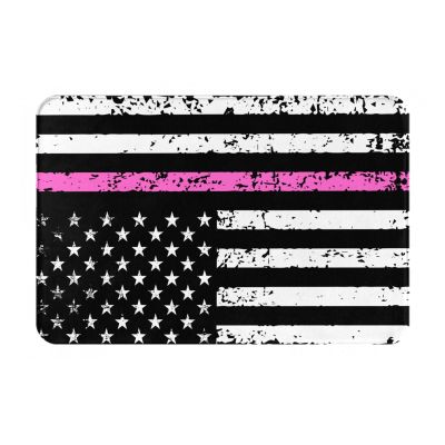 KOSPOGO American Flag Thin Pink Line Bathroom Rugs Ultra Soft Non Slip Bath Mat Durable Kitchen Bedroom Rug 16x24 Inch Area Rug Door Mat