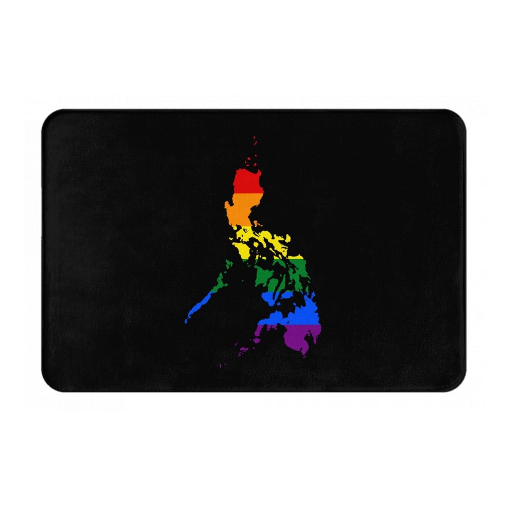 KOSPOGO LGBT Flag Map of The Philippines Bathroom Rugs Ultra Soft Non Slip Bath Mat Durable Kitchen Bedroom Rug 16x24 Inch Area Rug Door Mat
