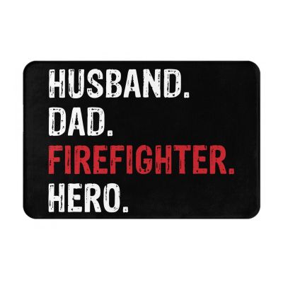 KOSPOGO Husband Dad Firefighter Hero Bathroom Rugs Ultra Soft Non Slip Bath Mat Durable Kitchen Bedroom Rug 16x24 Inch Area Rug Door Mat