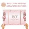 DARUNAXY Rose Gold 60th Birthday Party Decorations, Happy 60th Birthday Alternative Signature Guest Book for Women Pink Cheers to 60 Years Old Gifts 60 Birthday Signing Card Board Party Supplies view 2