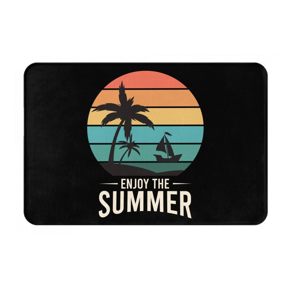 KOSPOGO Summer Beach Line Bathroom Rugs Ultra Soft Non Slip Bath Mat Durable Kitchen Bedroom Rug 16x24 Inch Area Rug Door Mat
