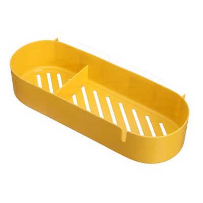 Cyrank Wall Mount Bathroom Shower Shelf, Bath Shelves Bathroom Shelves for Wall Plastic Adhesive Shelf Shower Caddy Organizer Basket Yellow Storage Rack Shampoo Spice Holder