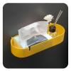 Cyrank Wall Mount Bathroom Shower Shelf, Bath Shelves Bathroom Shelves for Wall Plastic Adhesive Shelf Shower Caddy Organizer Basket Yellow Storage Rack Shampoo Spice Holder view 3