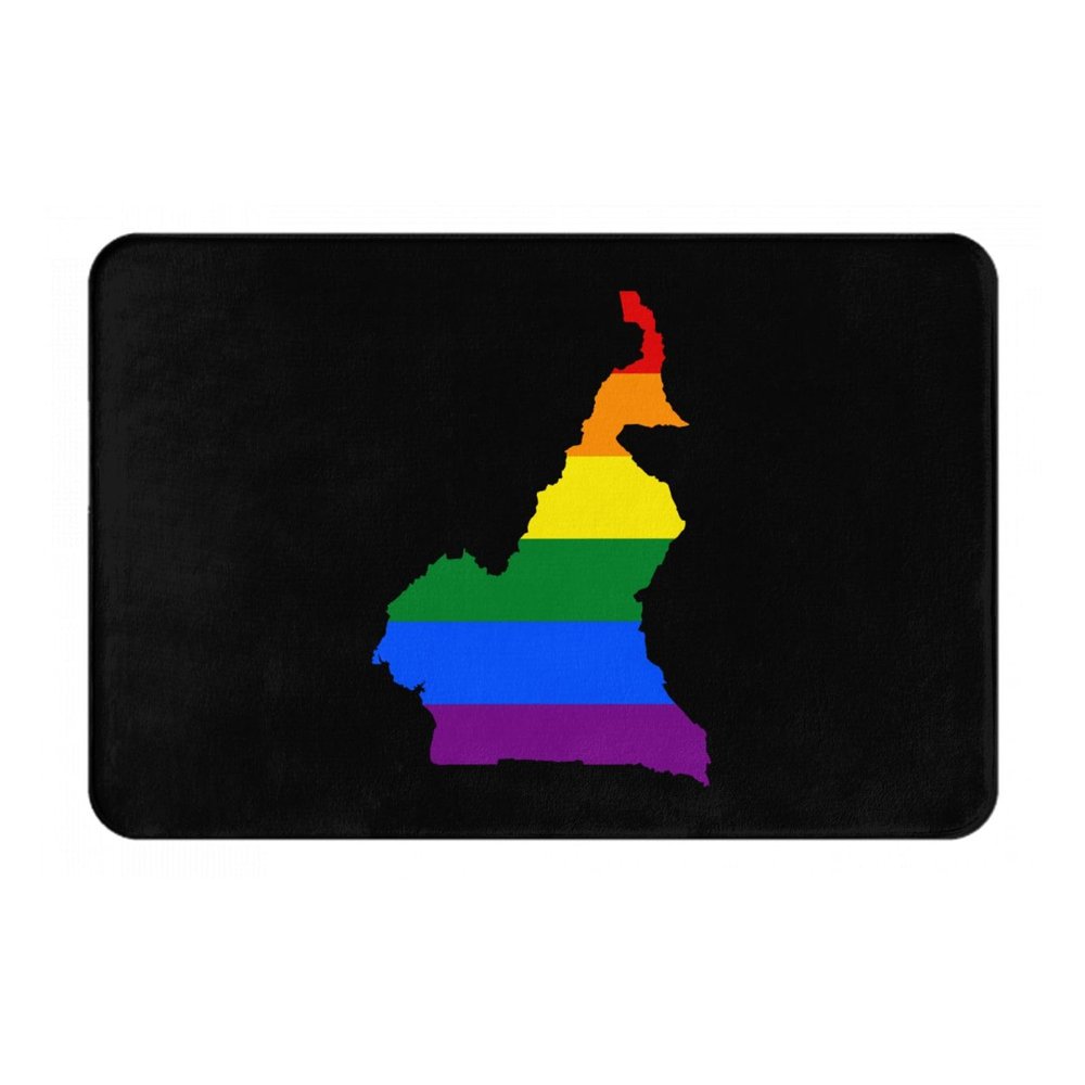 KOSPOGO LGBT Flag Map of Cameroon Bathroom Rugs Ultra Soft Non Slip Bath Mat Durable Kitchen Bedroom Rug 16x24 Inch Area Rug Door Mat