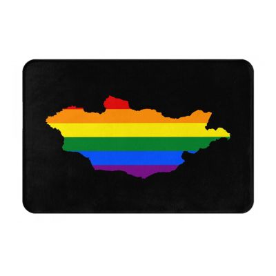 KOSPOGO LGBT Flag Map of Mongolia Bathroom Rugs Ultra Soft Non Slip Bath Mat Durable Kitchen Bedroom Rug 16x24 Inch Area Rug Door Mat