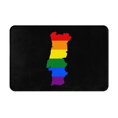 KOSPOGO LGBT Flag Map of Portugal Bathroom Rugs Ultra Soft Non Slip Bath Mat Durable Kitchen Bedroom Rug 16x24 Inch Area Rug Door Mat