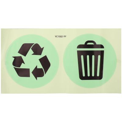 HOODANCOS Luminous Recycle Trash Can Sticker, 1 Sheet Glow in The Dark Recycle Trash Symbols Sticker Recycle Decals Garbage Sorting Trash Bin Stickers for Trash Can Recycle Bin