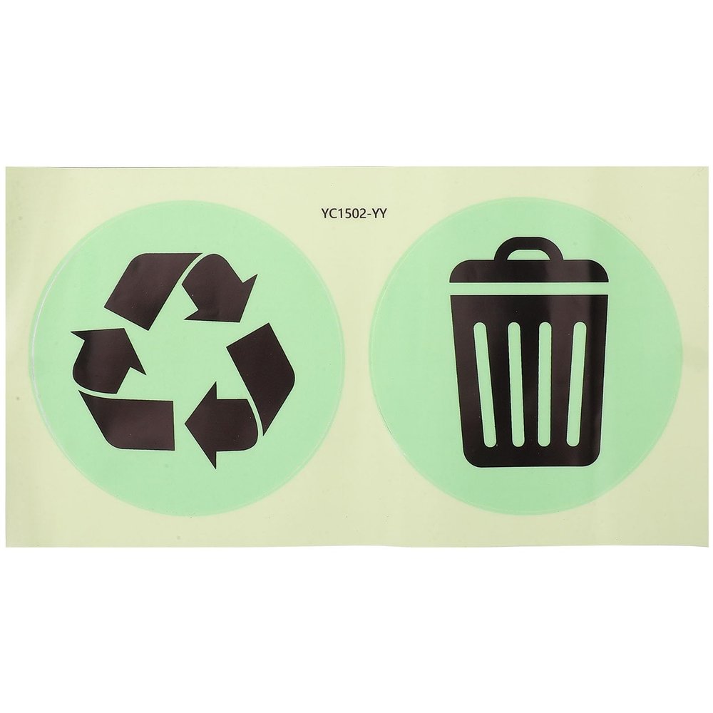 HOODANCOS Luminous Recycle Trash Can Sticker, 1 Sheet Glow in The Dark Recycle Trash Symbols Sticker Recycle Decals Garbage Sorting Trash Bin Stickers for Trash Can Recycle Bin