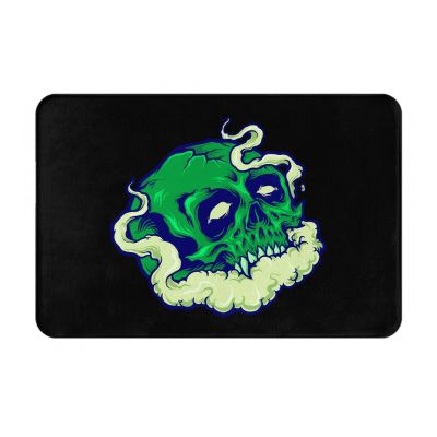 KOSPOGO Terror of The Green Skull Bathroom Rugs Ultra Soft Non Slip Bath Mat Durable Kitchen Bedroom Rug 16x24 Inch Area Rug Door Mat