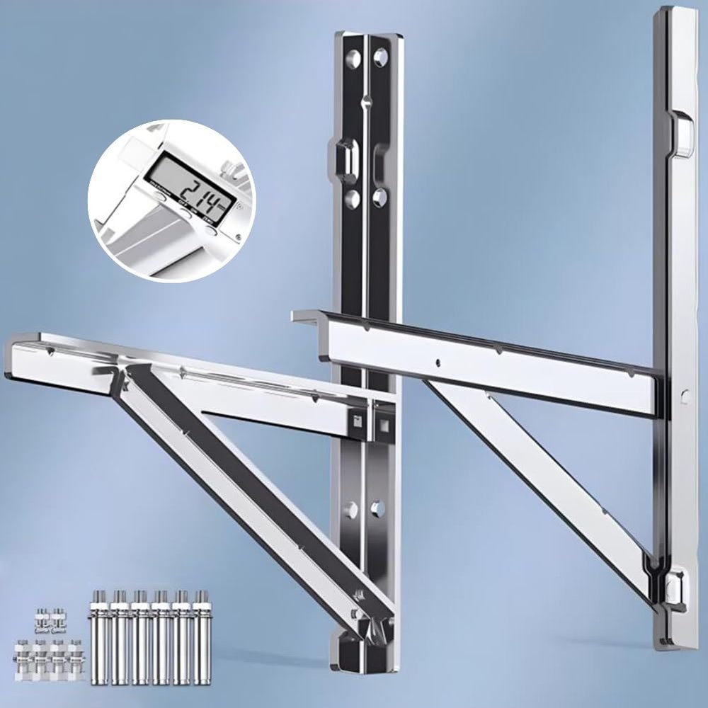 Zfmnoyev Wall Mounting Air Conditioning External Unit Bracket, 304 Stainless Steel Mini Split Bracket, Bracket for Mini Split Air Conditioner Heat Pump Systems (Color : Silver, Size : 3P2mm)