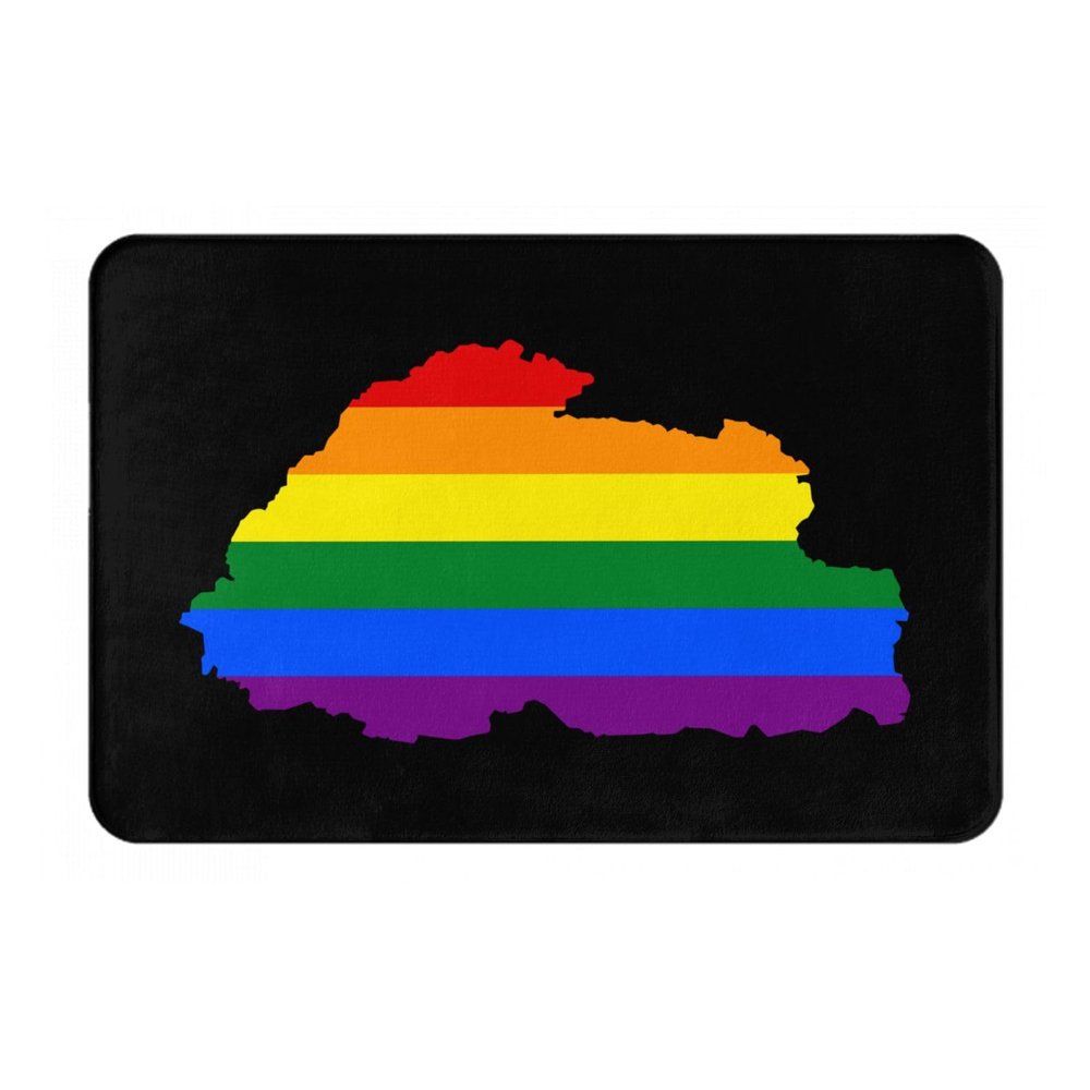 KOSPOGO LGBT Flag Map of Bhutan Bathroom Rugs Ultra Soft Non Slip Bath Mat Durable Kitchen Bedroom Rug 16x24 Inch Area Rug Door Mat