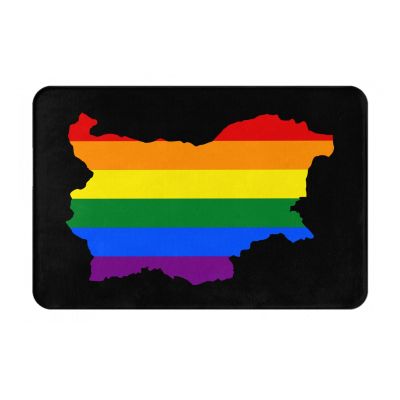 KOSPOGO LGBT Flag Map of Bulgaria Bathroom Rugs Ultra Soft Non Slip Bath Mat Durable Kitchen Bedroom Rug 16x24 Inch Area Rug Door Mat