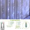 PUHONG Curtain String Lights, 300 LED Fairy Lights with 8 Light Modes, 9.8x9.8Ft Remote Controlled Plug-in Fairy String Lights for Christmas, Bedroom, Indoor, Outdoor, Weddings, Party Decor (White) view 3