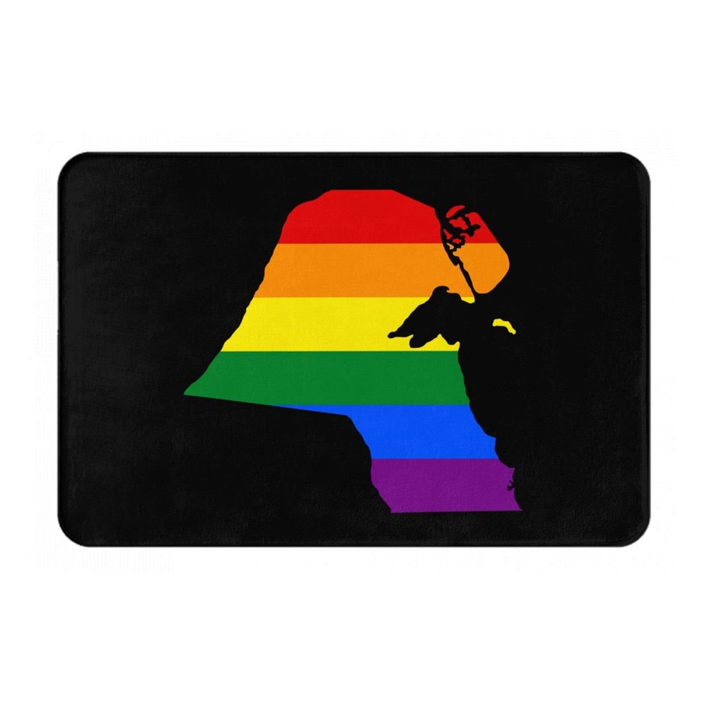 KOSPOGO LGBT Flag Map of Kuwait Bathroom Rugs Ultra Soft Non Slip Bath Mat Durable Kitchen Bedroom Rug 16x24 Inch Area Rug Door Mat