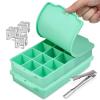 2 Pcs Ice Cube Tray, Silicone Ice Tray, 15 Ice Cube Molds with Lids, Stackable Ice Cube Molds for Chilling Drinks, Whiskeys, Cocktails (Blue) view 1