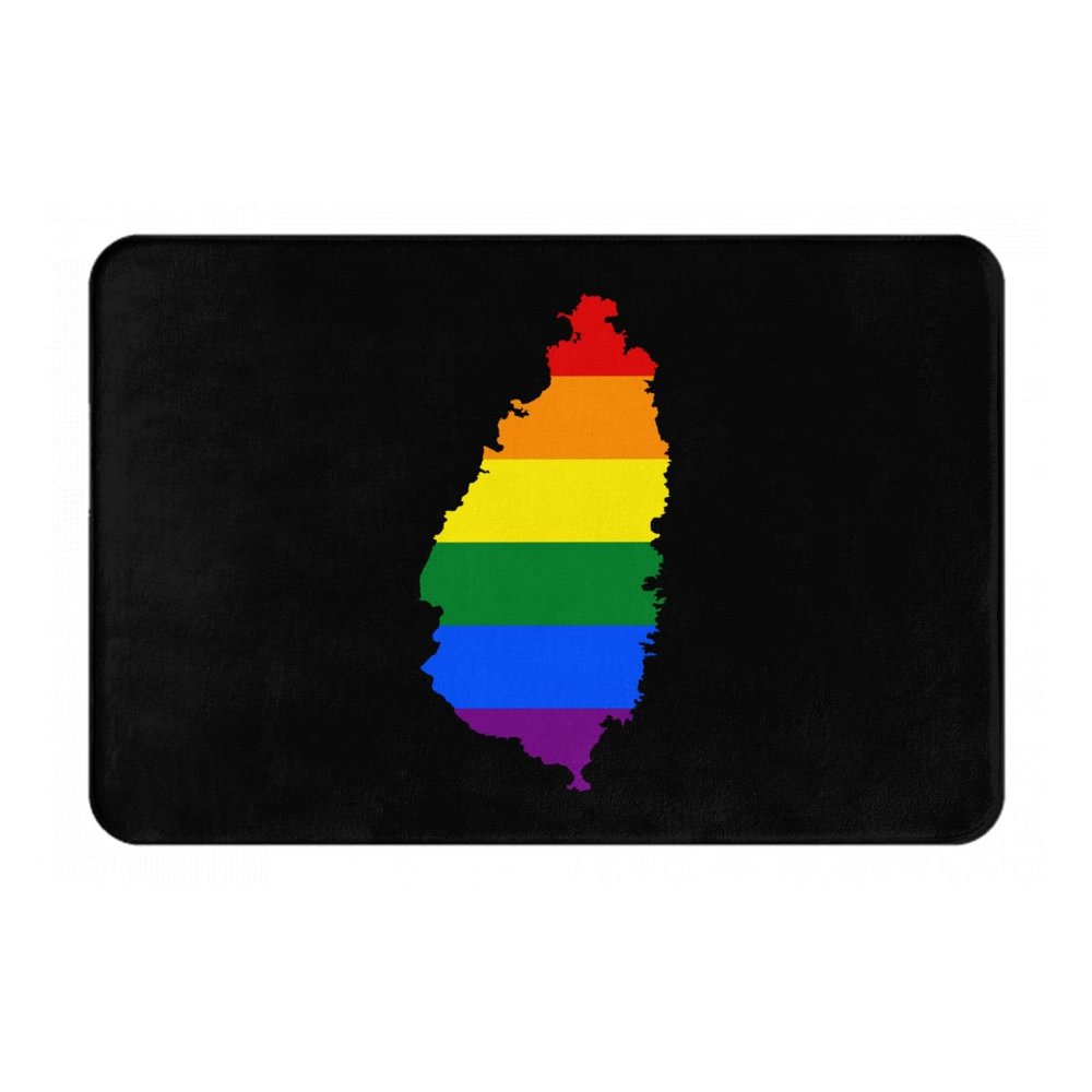 KOSPOGO LGBT Flag Map of SaintLucia Bathroom Rugs Ultra Soft Non Slip Bath Mat Durable Kitchen Bedroom Rug 16x24 Inch Area Rug Door Mat
