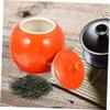 YIMUBDBM Ceramic Airtight Jar Tea Leaves Tank Candy Jar Ceramic Storage Jar Tea Tin Cans Cereal Canister Food Containers Pantry Glass Jars Cute Cookie Jar Scented Tea Pot Seal Ceramics-Orange view 4