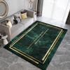 3x6 Runner Carpet Jade Green Golden Geometric Lines Nursery Room Carpet, Vintage Emerald Green Marble Playroom Rugs Absorbent Washable for Hallway Home Office Kitchen Laundry Room view 3