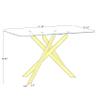 5-Piece Dining Table Set,51 Inch Tempered Glass Dining Table Sets for 4,Modern Rectangular Table and 4 PU Leather Chairs with X-Shaped Gold Metal Legs for Home,Kitchen (Gold Table+4 Silver Chairs) view 3