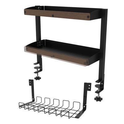HomeLoft Basics Clamp-on Desktop Shelving, Clamp on Above or Below Desk 2-Tier Shelving Unit with Adjustable Storage Tray for Table Accessories, Gaming Devices, Gift