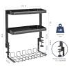 HomeLoft Basics Clamp-on Desktop Shelving, Clamp on Above or Below Desk 2-Tier Shelving Unit with Adjustable Storage Tray for Table Accessories, Gaming Devices, Gift view 2