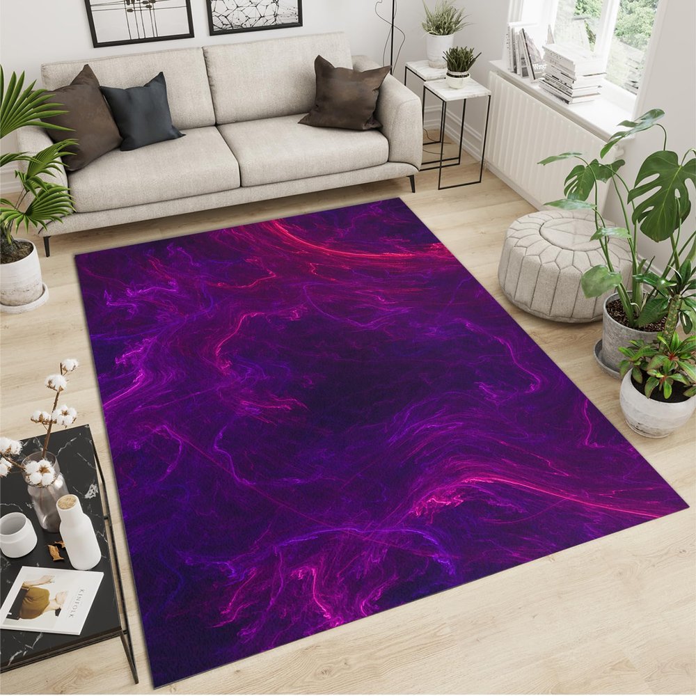 Mysterious Light Luxury Purple Area Carpet, Abstract Modern Living Room Rugs, Ultra-Thin Rug Comfortable Breathable Soft Skin-Friendly, Runner Carpet for Bedroom Study Dining Room 60" W x 72" L