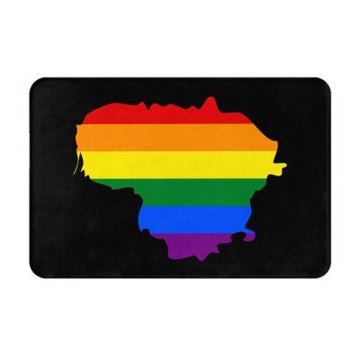 KOSPOGO LGBT Flag Map of Lithuania Bathroom Rugs Ultra Soft Non Slip Bath Mat Durable Kitchen Bedroom Rug 16x24 Inch Area Rug Door Mat