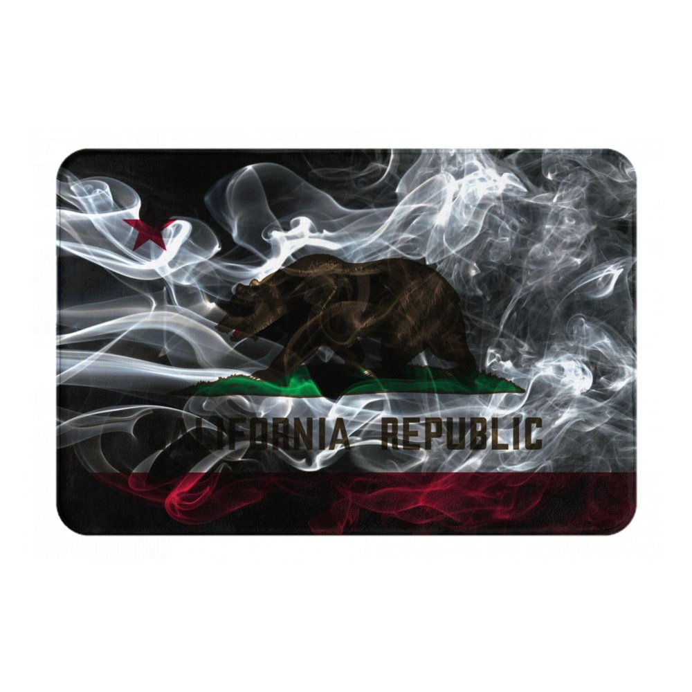 KOSPOGO Smoke Flag of California Bathroom Rugs Ultra Soft Non Slip Bath Mat Durable Kitchen Bedroom Rug 16x24 Inch Area Rug Door Mat