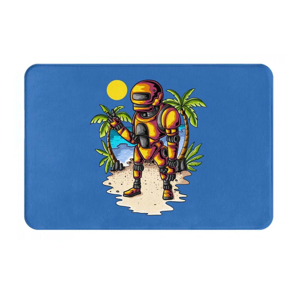 KOSPOGO Robot at The Beach Bathroom Rugs Ultra Soft Non Slip Bath Mat Durable Kitchen Bedroom Rug 16x24 Inch Area Rug Door Mat