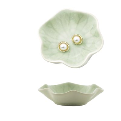 LUNCHS Lotus Leaf Trinket Dish Jewelry Ring Dish for Best Friends and Sisters Store Bracelets and Earrings Jewelry Dish(Color:Green)