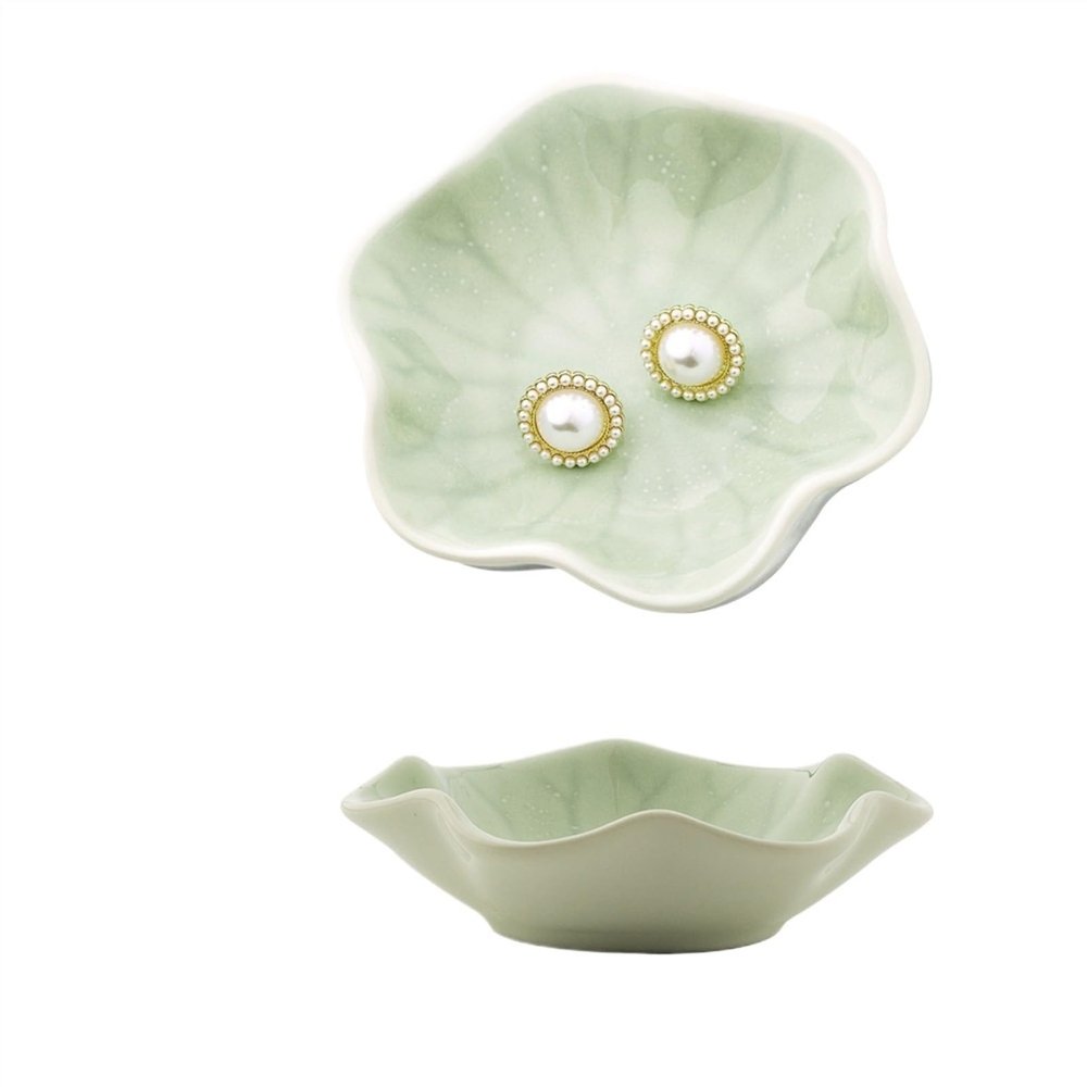 LUNCHS Lotus Leaf Trinket Dish Jewelry Ring Dish for Best Friends and Sisters Store Bracelets and Earrings Jewelry Dish(Color:Green)