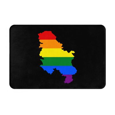 KOSPOGO LGBT Flag Map of Serbia (Without Kosovo) Bathroom Rugs Ultra Soft Non Slip Bath Mat Durable Kitchen Bedroom Rug 16x24 Inch Area Rug Door Mat