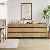 WAMPAT Multifunctional Buffet Sideboards, 3 in 1 Modern Sideboard with 9 Drawers and Metal Base, Storage Cabinet for Kitchen, Coffee Bar Cabinet for Dining Room,Oak view 1