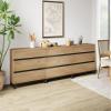 WAMPAT Multifunctional Buffet Sideboards, 3 in 1 Modern Sideboard with 9 Drawers and Metal Base, Storage Cabinet for Kitchen, Coffee Bar Cabinet for Dining Room,Oak view 3