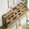 WAMPAT Multifunctional Buffet Sideboards, 3 in 1 Modern Sideboard with 9 Drawers and Metal Base, Storage Cabinet for Kitchen, Coffee Bar Cabinet for Dining Room,Oak view 4