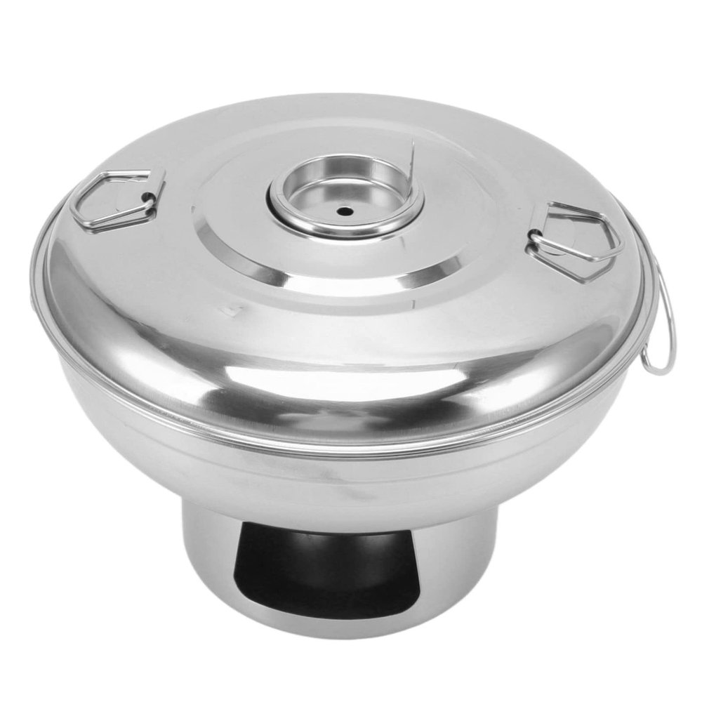 BORDSTRACT Charcoal Hot Pot, Portable Stainless Steel Small Non-Stick Dry Ice Pot, Milk Tea Hot Pot for Family Camping (Sliver)