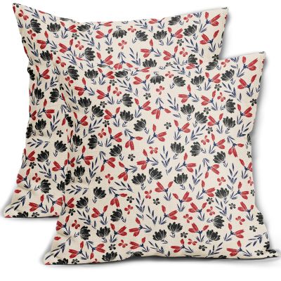 Aytipun 4th of July Floral Pillow Covers 20x20 Set of 2 Vintage Rustic Old Style Navy Blue Red Black Flower Print Decorative Outdoor Pillowcases Patriotic Throw Cushion Case Decor for Couch Sofa Bed
